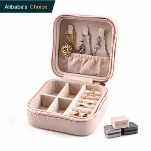 2024 Lowest Price Hot Sale Multi-function Small Pink PU Leather Jewelry Gift Box Rings <strong>Earrings</strong> Necklace Accessories Travel <strong>Case</strong> - Product Image 1