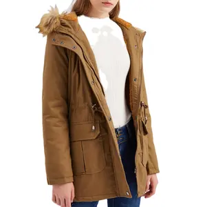 New Arrivals Ladies Winter Harajuku Jacket Long Coat Hooded Parka Coats Fashion Warm Pocket Clothes Drawstring Waist Fur Top