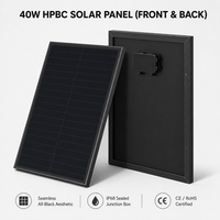 Panel Surya Monokristalin Kaca Tempered Kaku HPBC 40W Efisiensi Tinggi Grosir Pabrik Warna Hitam