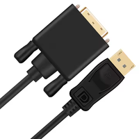 Kabel DP ke DVI 1.8M dengan Adaptor Male Berlapis Emas 24+1 Pin untuk Monitor M, Selubung PVC untuk Mikrofon OD7.3mm