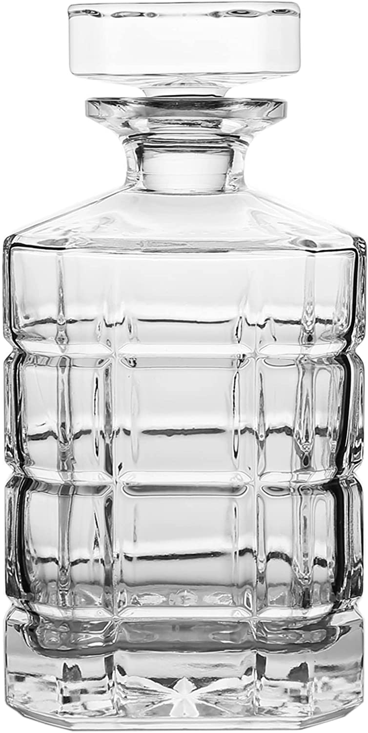 Square Engraved 30oz Whiskey Decanter with Glass Stopper