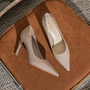 Tacones de Plataforma Color Piel para Mujer, Cómodos, de Suela Suave, Estilo Elegante, Tacón de Aguja Alto, Punta Puntiaguda, Cristal, Verano/Invierno - Product Image 2