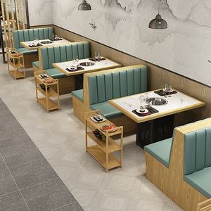 Table à fondue moderne en bois massif avec <span class=keywords><strong>plaque</strong></span> en marbre, cuisinière à <span class=keywords><strong>induction</strong></span> sans fumée intégrée, mobilier de restaurant avec parfum de bois - Product Image 4