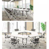 Meubles Lysun, salle de réunion, salle de conférence, bureau en forme de trapèze, table de formation de bureau, multifonctionnel