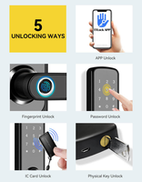 Cerradura Inteligente para Puerta 2026 Tuya WiFi/Ttlock con Huella Dactilar, Tarjeta Biométrica, Contraseña y Llave, Capacidad para 100 Huellas Dactilares