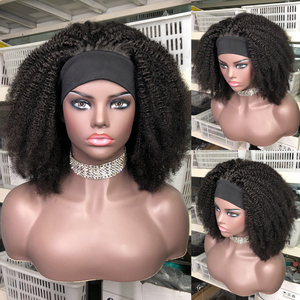 FYX Hair Perruque Bandeau <span class=keywords><strong>Foulard</strong></span> <span class=keywords><strong>Cheveux</strong></span> Humains Courts Bouclés <span class=keywords><strong>Afro</strong></span> Kinky Brésiliens Remy - Product Image 4