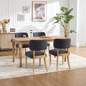 Fauteuil de salon moderne en tissu rembourré avec pieds en bois, dossier solide, design ergonomique, style scandinave, meubles pour la maison - Product Image 3