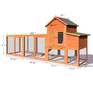 Grand poulailler en bois, poulailler extérieur avec nichoir, <span class=keywords><strong>cage</strong></span> à volailles avec clôture en fil de fer - Product Image 1