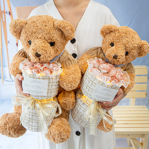 Oursons en fleurs de mousse pour la Saint-Valentin, ours en fleurs de qualité supérieure, ours en peluche, bouquet de roses en savon, cadeau d'anniversaire - Product Image 3