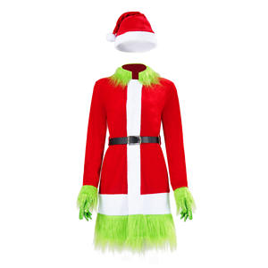 Disfraz de Navidad <span class=keywords><strong>Grinch</strong></span> para adultos y niños, <span class=keywords><strong>traje</strong></span> de Cosplay de fiesta de Navidad monstruo verde para actuación de Navidad - Product Image 1