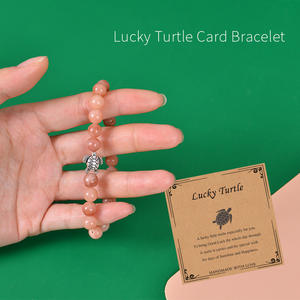 Pulsera de Cuentas de Amazonita de 8mm con Diseño de <span class=keywords><strong>Tortuga</strong></span>, para el Verano, Playa, Amuleto de la Suerte, para Aniversario - Product Image 3