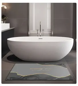 Modern Style Stone Bath Mat Marble Print Bath Mat Modern Washing Machines Suitable Water Absorb