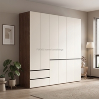 Armoire de chambre à coucher avec panneau plat en verre massif, intégrée au plafond, pour appartement, avec unité combinée à double tiroir central, mobilier de maison