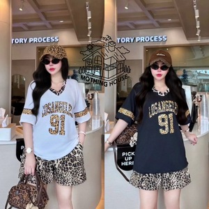 Conjunto Deportivo Informal de Verano para Mujer, Camiseta de Manga Corta Holgada y Pantalones Cortos, Ropa para el Hogar, 2 Piezas, Camiseta Suave para Mujer, Pantalones Cortos - Product Image 5