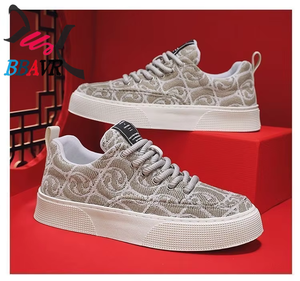 Zapatos de Lona para Hombre, Estampados y Bordados, Estilo Deportivo, Superficie de Tela, Suela Gruesa, Zapatos Casuales de Moda - Product Image 6
