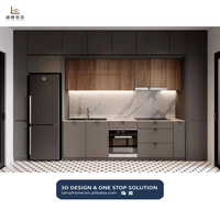 Meuble de cuisine modulaire ignifuge et écologique sur mesure, avec structure en contreplaqué et placage de bois naturel, pour hôpitaux modernes, caves à vin et centres commerciaux