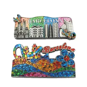 Groothandel Gepersonaliseerd Gemaakt 3d Souvenir Stad Koelkast Magneet Metaal 3d Toeristische Souvenir Barcelona Koelkast Magneet