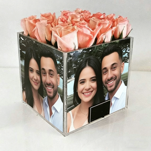 Transparent Customized Acrylic <b>Rose</b> Box for Candy with Romantic Precious Pictures Inside - Product Image 1