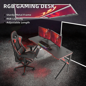 Venta al por mayor RGB LED extensible marco de metal Racing Table Pro Gamer Gaming PC Desk para configuraciones de juego - Product Image 3