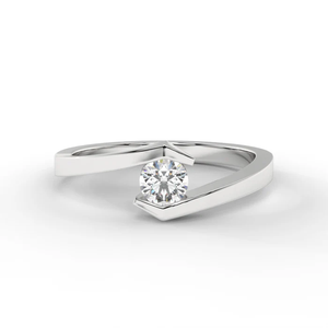 Anillo de Promesa Curvo Abierto Silver Embrace con Diamantes Flotantes y Baño de Oro Blanco y Rosa de 18K, Hecho a Mano para el Amor Moderno - Product Image 2