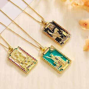 CZ smalto eremita giudizio morte collana pendente placcato oro tarocchi collana pendente per donna - Product Image 2