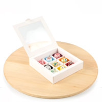 Boîte à friandises personnalisée à 9 compartiments avec fenêtre transparente, emballage de boulangerie en carton de luxe pour gâteau, beignets, cupcakes, macarons, croissants