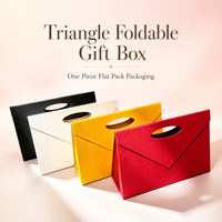 Boîte cadeau pliable triangulaire, emballage plat en une seule pièce avec poignée, logo personnalisé, écologique pour les vêtements, directement de l'usine