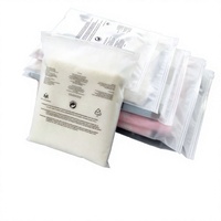 Pochette auto-adhésive transparente biodégradable en EVA pour vêtements, sac d'emballage avec fermeture éclair, aspect givré, en plastique PVA pour chaussettes