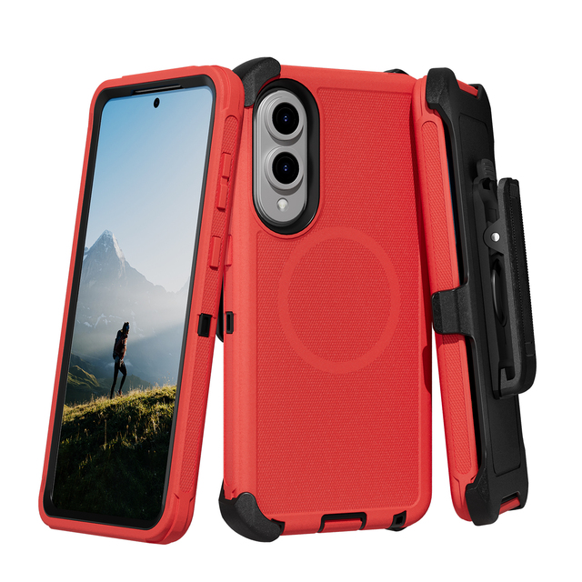 For Samsung S26 Ultra S25 S24 Hybrid PC TPU Case Built in Magnetic Ring Rugged Shockproof Cover with Detachable Belt Clip