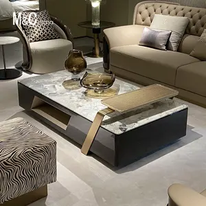 Nieuw Model Marmer Wit Salontafel Woonkamer Meubilair Italiaans Luxe Design Marmeren Top Koffie Steen Hoektafel