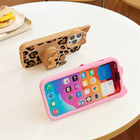 Étui de téléphone pour iPhone 12 13 14 15 16 Pro Max avec motif léopard mignon en forme de cœur, coque de protection en silicone souple