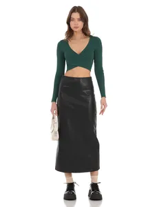 <span class=keywords><strong>Jupe</strong></span> <span class=keywords><strong>longue</strong></span> élégante en similicuir PU noir vintage pour femme, fendue, extensible, coupe <span class=keywords><strong>crayon</strong></span> ajustée, idéale pour les soirées, personnalisable - Product Image 3