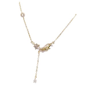 Collana di lusso Koi di lusso da donna ciondolo con zircone di forma geometrica alla moda catena di clavicola per anniversario luce di nicchia - Product Image 3