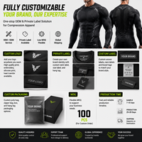 T-shirt de compression 3 zones personnalisé pour homme, soutien musculaire, ventilation laser, couche de base d'entraînement, vêtements de sport OEM sous marque privée