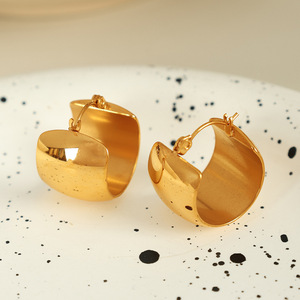 Pendientes de aro dorados en forma de C, huecos, geométricos, con forma de bola, joyería de moda para mujer - Product Image 2