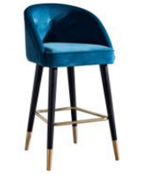 Chaise de bar contemporaine pliable en velours avec cadre en métal, housse amovible et pieds en laiton thermolaqué