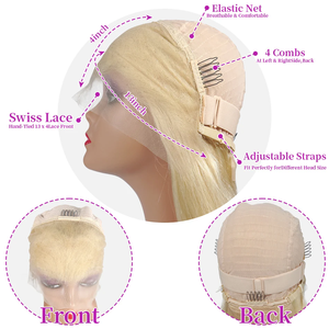 13x4 #60 couleur blanc platine cendré blond Bob dentelle avant perruque cheveux humains pré plumé brésilien Remy droite dentelle frontale perruque - Product Image 6