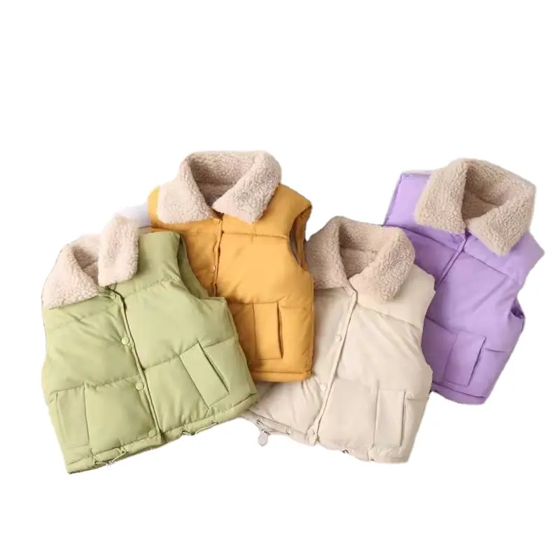 Autumn and winter new children's down cotton vest boys and girls wear thick and comfortable lamb cotton