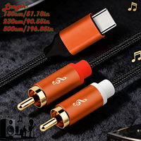 Câble audio amplificateur double RCA USB Type-C JAYA en gros, plaqué or, tressé en nylon, pour moniteur, haut-parleur de voiture, mobile