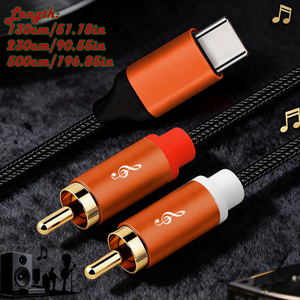 สายสัญญาณเสียงไมโครโฟนแบบ USB Type-C คู่ <span class=keywords><strong>RCA</strong></span> ยี่ห้อ JAYA สำหรับขยายเสียง MP3 ชุบทอง สายถักไนลอน ใช้กับลำโพงในรถยนต์ รองรับการเล่นเพลงจากมือถือ ขายส่ง - Product Image 6