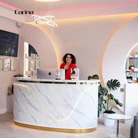Meubles de bureau en marbre commercial, comptoir de réception de luxe blanc pour salon de beauté