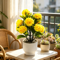 Plantes artificielles jaunes en pot, arrangements floraux artificiels pour la décoration d'automne de la maison et de la table, vente en gros