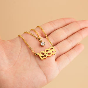 Vendita calda delle donne delle ragazze <span class=keywords><strong>regalo</strong></span> 1988 anniversario anno di <span class=keywords><strong>nascita</strong></span> collana 18K oro placcato con pietra portafortuna - Product Image 3