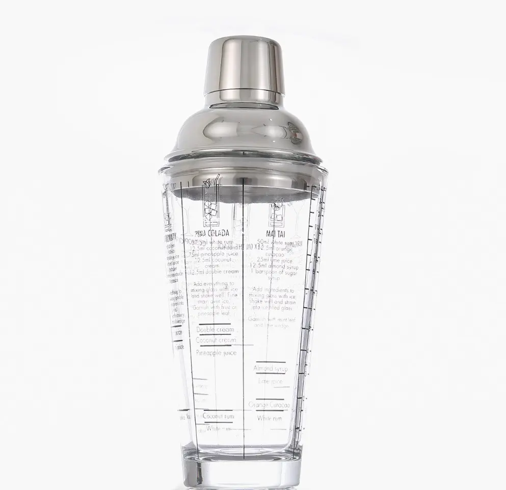 Professione barista personalizzato 450 Ml in acciaio inox Top in vetro Cocktail Shaker