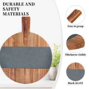 Planches de charcuterie en bois d'acacia naturel avec ardoises; Planches de service en bois/ardoise pour la cuisine - Product Image 2