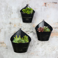 Panier de fleurs en métal suspendu extérieur de Style minimaliste nordique noir pur pour l'emballage de conteneur de décoration/emballage de cadeaux