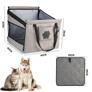Penutup Kursi Mobil Hewan Peliharaan Kain Oxford Pengaman Booster Anjing Harness Kucing Kecil/Medan Hewan Peliharaan Hitam Abu-abu Portabel Tas Perjalanan - Product Image 4