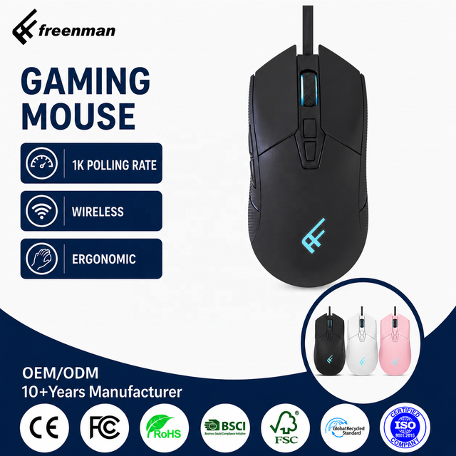 Rechargeable Mouse with RGB Backlit Esports Gaming Mouse 1K Polling Rate Programmable Wireless BT2.4G for PC Gamer