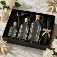 Diffuseur de parfum de luxe à étiquette privée, flacon en verre octogonal ou rond, 50 ml, 250 ml, 500 ml, 1000 ml, vide, avec bâtonnets en rotin, logo personnalisé