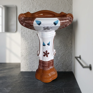 Lavabo de Pedestal de Cerámica Decorativo de Gran Tamaño, Colorido, con Pedestal Completo, Modelos de Artículos Sanitarios para Baño - Product Image 3